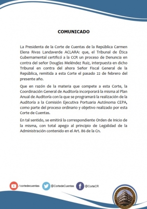 LA PRESIDENTE CCR INFORMA