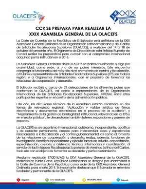 CCR SE PREPARA PARA REALIZAR LA XXIX ASAMBLEA GENERAL DE LA OLACEFS