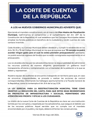 CCR insta a los gobiernos municipales a administrar los recursos p&uacute;blicos y transparente y eficientemente